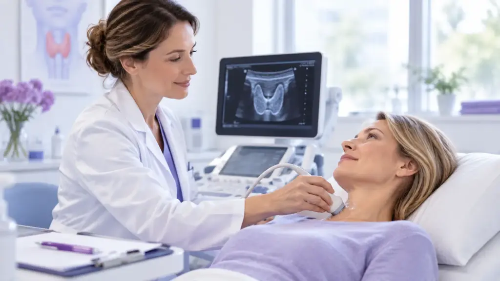 Schilddrüsenuntersuchung mit persönlichem Gespräch und Ultraschall